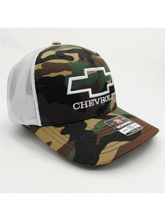 Chevy Bowtie Camo Richardson 112 Hat - USA Embroidered Trucker Cap NEW RARE 80s